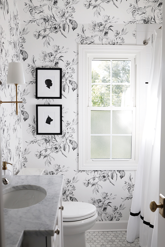 75 Black and White Tile Wallpaper Bathroom Ideas Youll Love  August 2023   Houzz