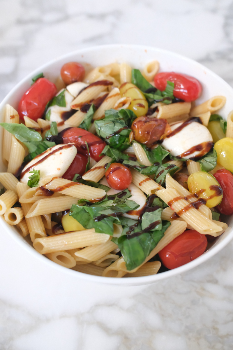 Easy Summer Caprese Pasta Recipe With Balsamic Glaze